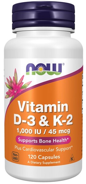NOW Foods vitaminai D - 3 ir K - 2 - 120 kapsulių