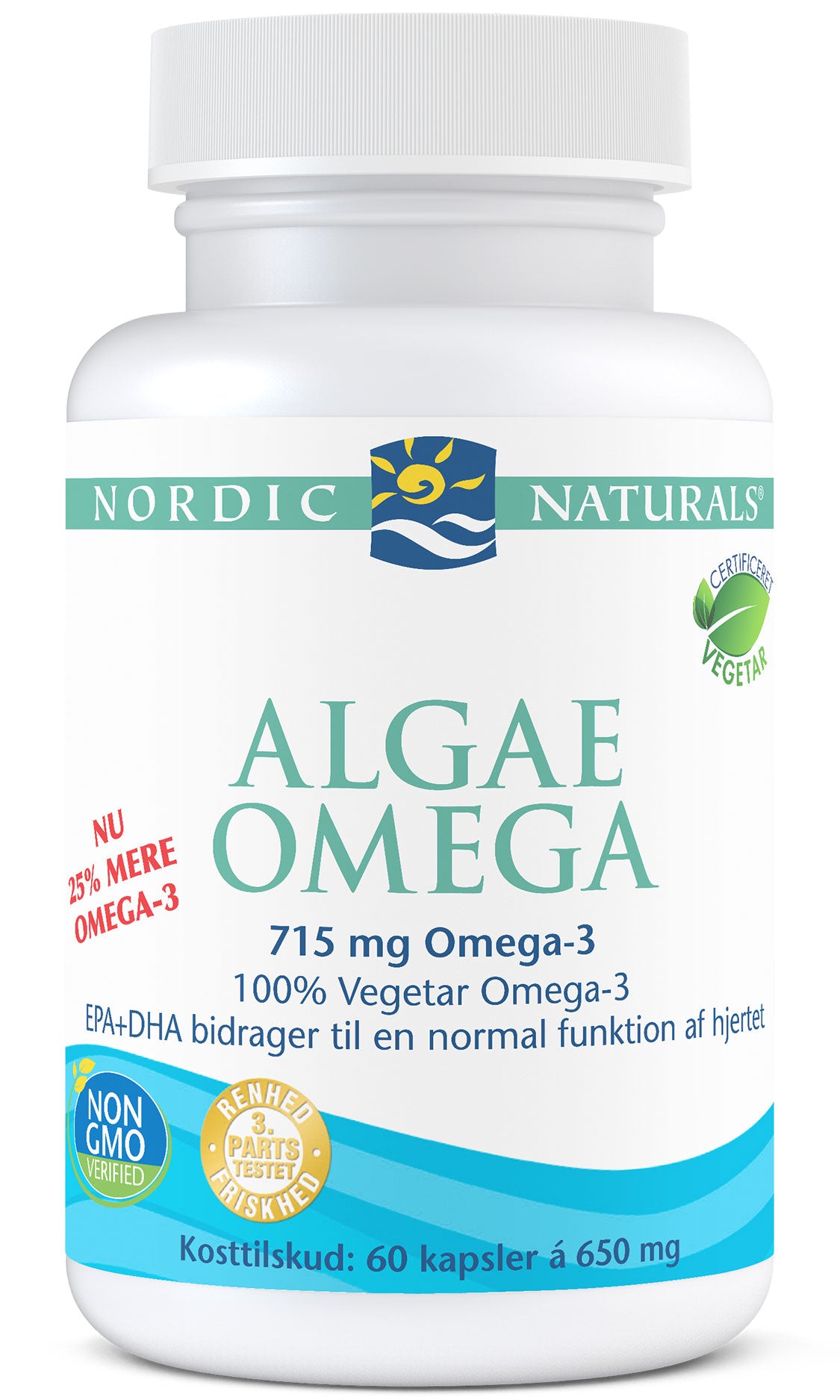 Nordic Naturals (Danijos etiketė) dumblių omega, 715 mg omega 3 – 60 kapsulių