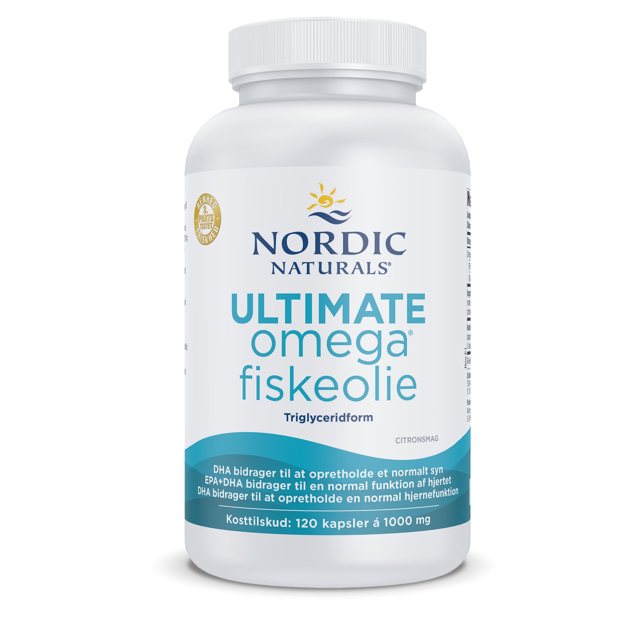 Nordic Naturals (Danijos etiketė) Ultimate Omega Fiskeolie, 1280mg citrina – 120 gelių