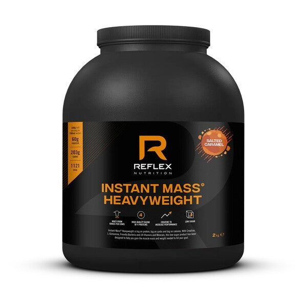 Reflex Nutrition greito svorio masės papildas, sūdytos karamelės skonio – 2000 g