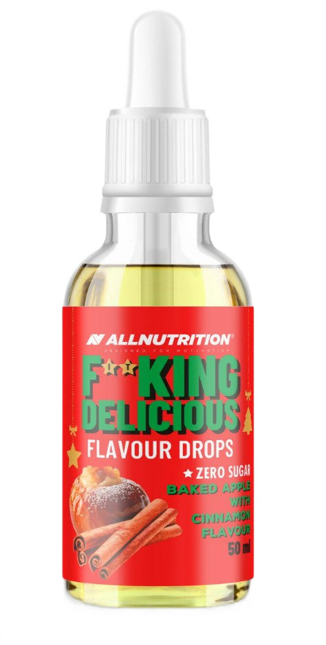 Allnutrition Fitking gardūs skonio lašai, keptas obuolys su cinamonu – 50 ml.