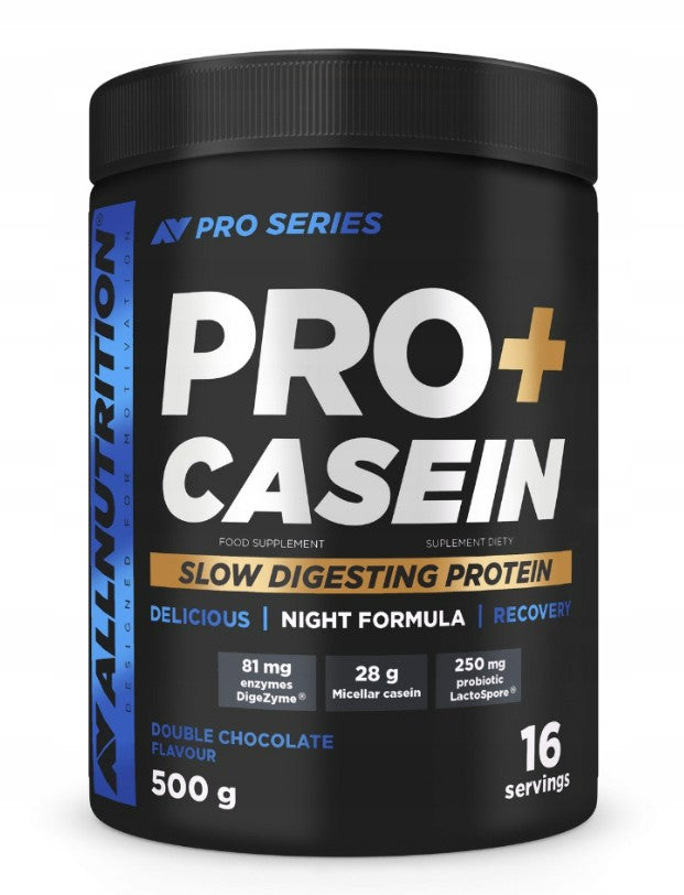 Allnutrition Pro+ kazeinas, dvigubas šokoladas – 500 g