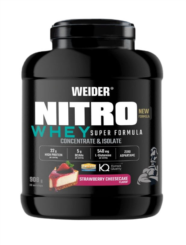 Weider Nitro Whey Super Formula, braškinis sūrio pyragas - 908g