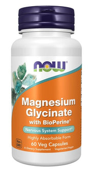 NOW Foods magnio glicinatas su bioperinu – 60 kapsulių