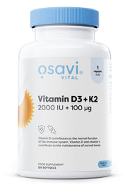 Produkto nuotrauka: Osavi Vitamin D3 + K2, 2000IU + 100mcg - 120 minkštųjų kapsulių