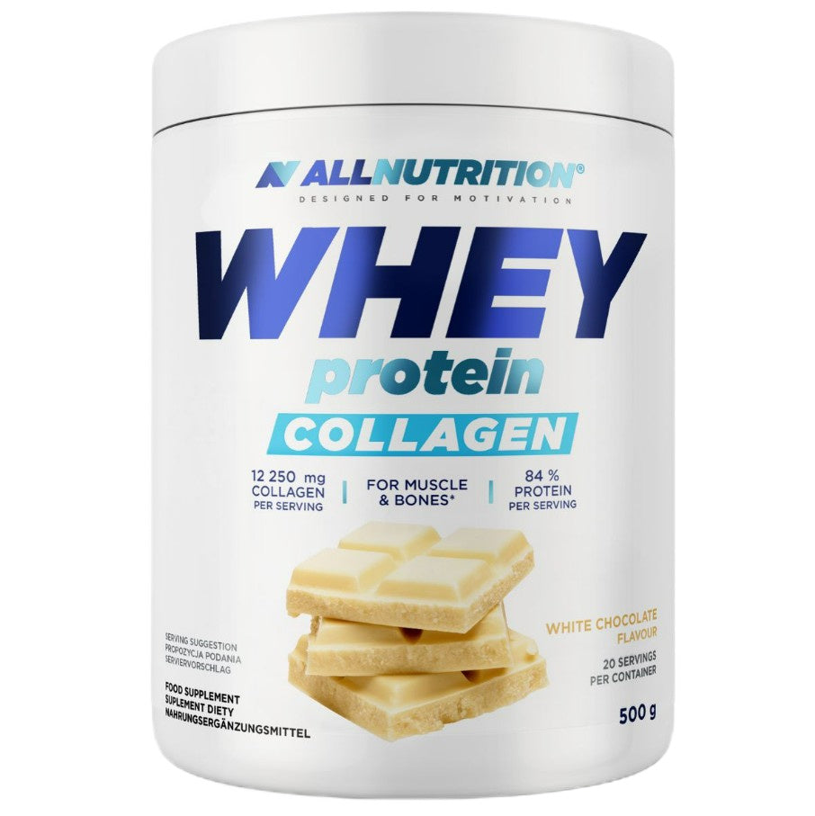 Allnutrition išrūgų baltymų kolagenas, baltasis šokoladas - 500 g