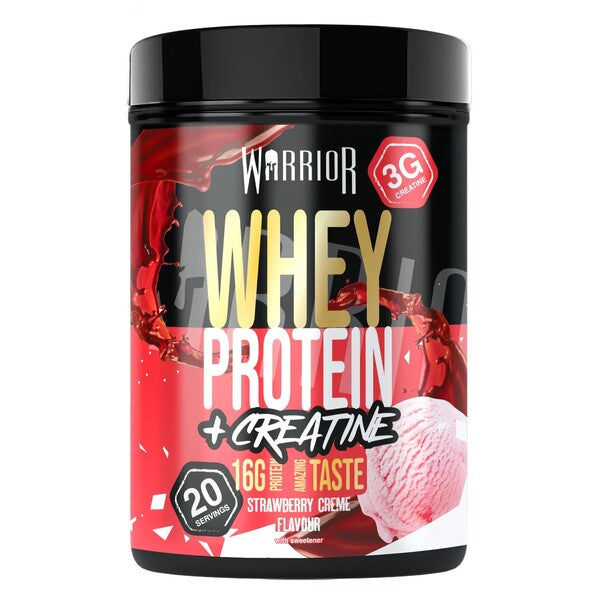 Warrior išrūgų baltymai + kreatinas, braškių kremas - 500 g