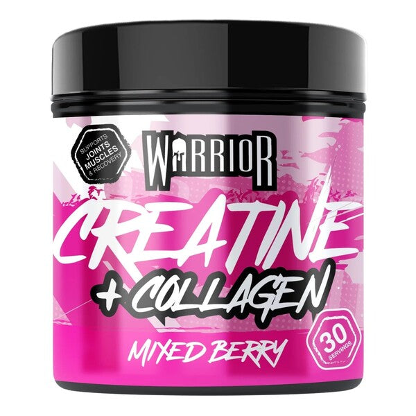 Warrior kreatinas + kolagenas, mišrios uogos - 270 g