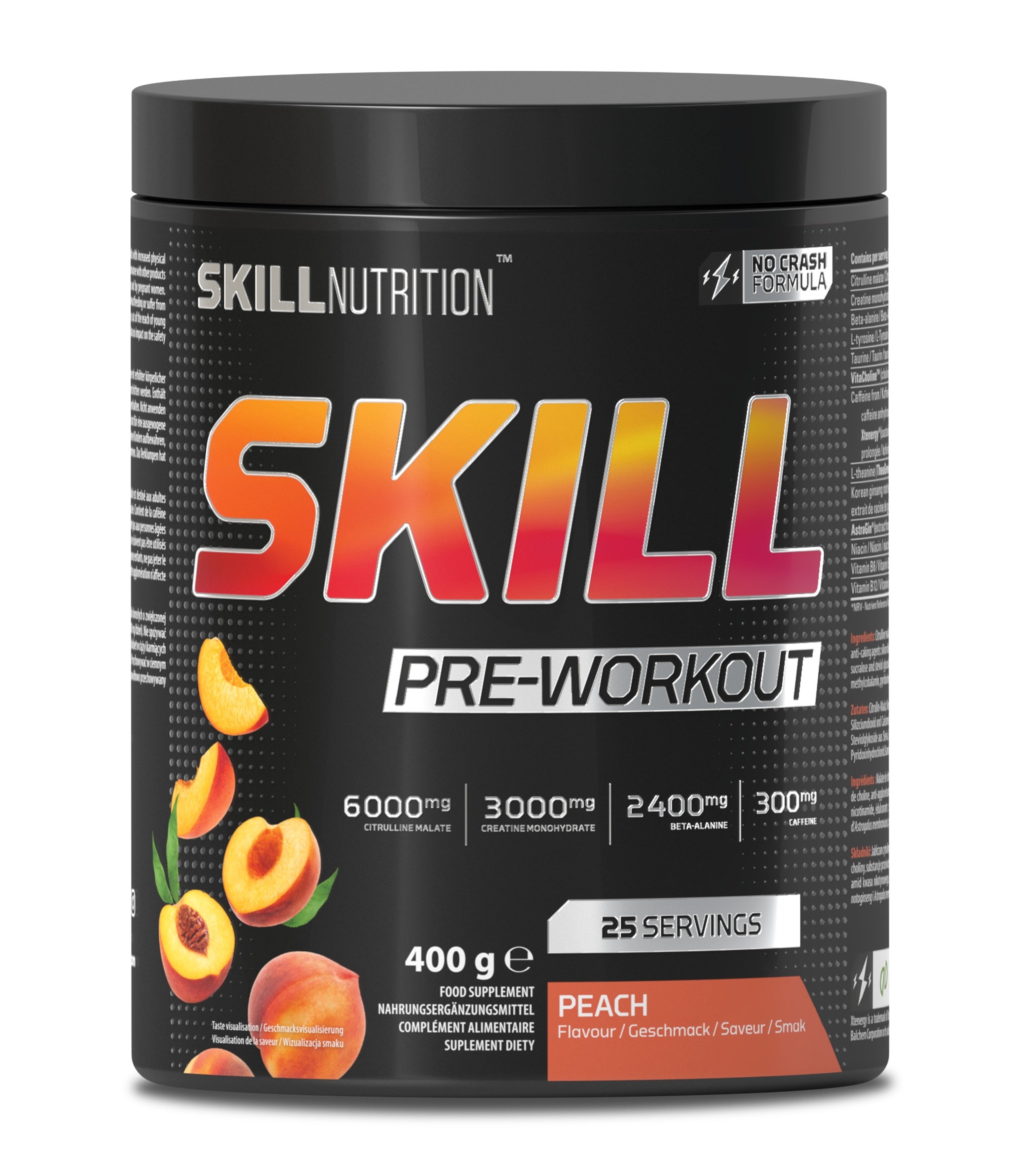 Skill Nutrition Skill prieš treniruotę, persikų skonio – 400 g