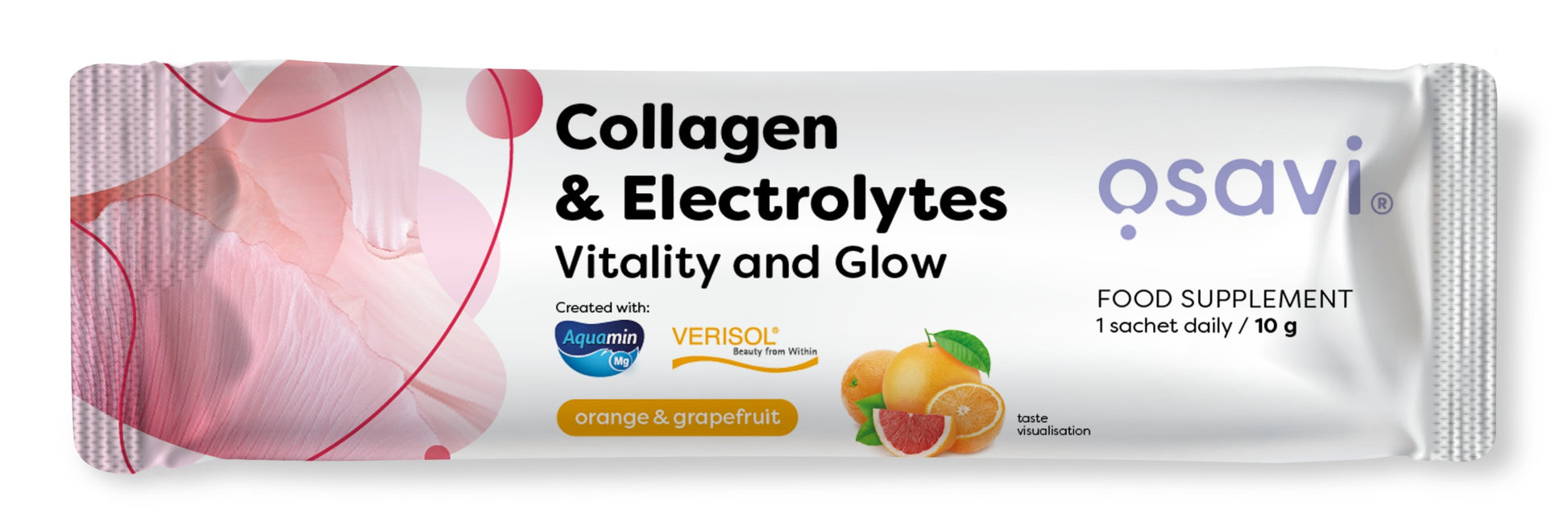 Produkto nuotrauka: Osavi Collagen Electrolytes Vitality and Glow, apelsinas & Grapefruit - 10 g (1 serving)