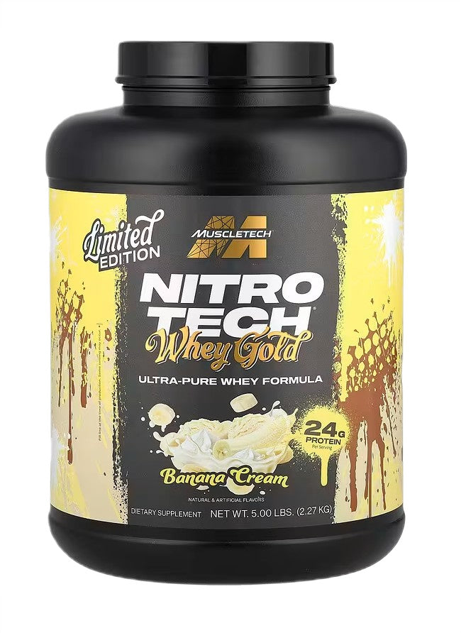 MuscleTech Nitro - Tech Whey Gold su bananų kremu – 2270 g