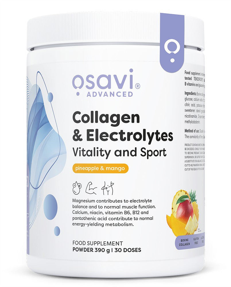 Produkto nuotrauka: Osavi Collagen Electrolytes Vitality and Sport, Pineapple & Mango - 390 g