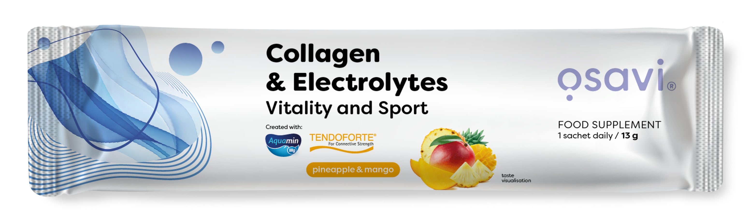 Produkto nuotrauka: Osavi Collagen Electrolytes Vitality and Sport, Pineapple & Mango - 13 g (1 serving)