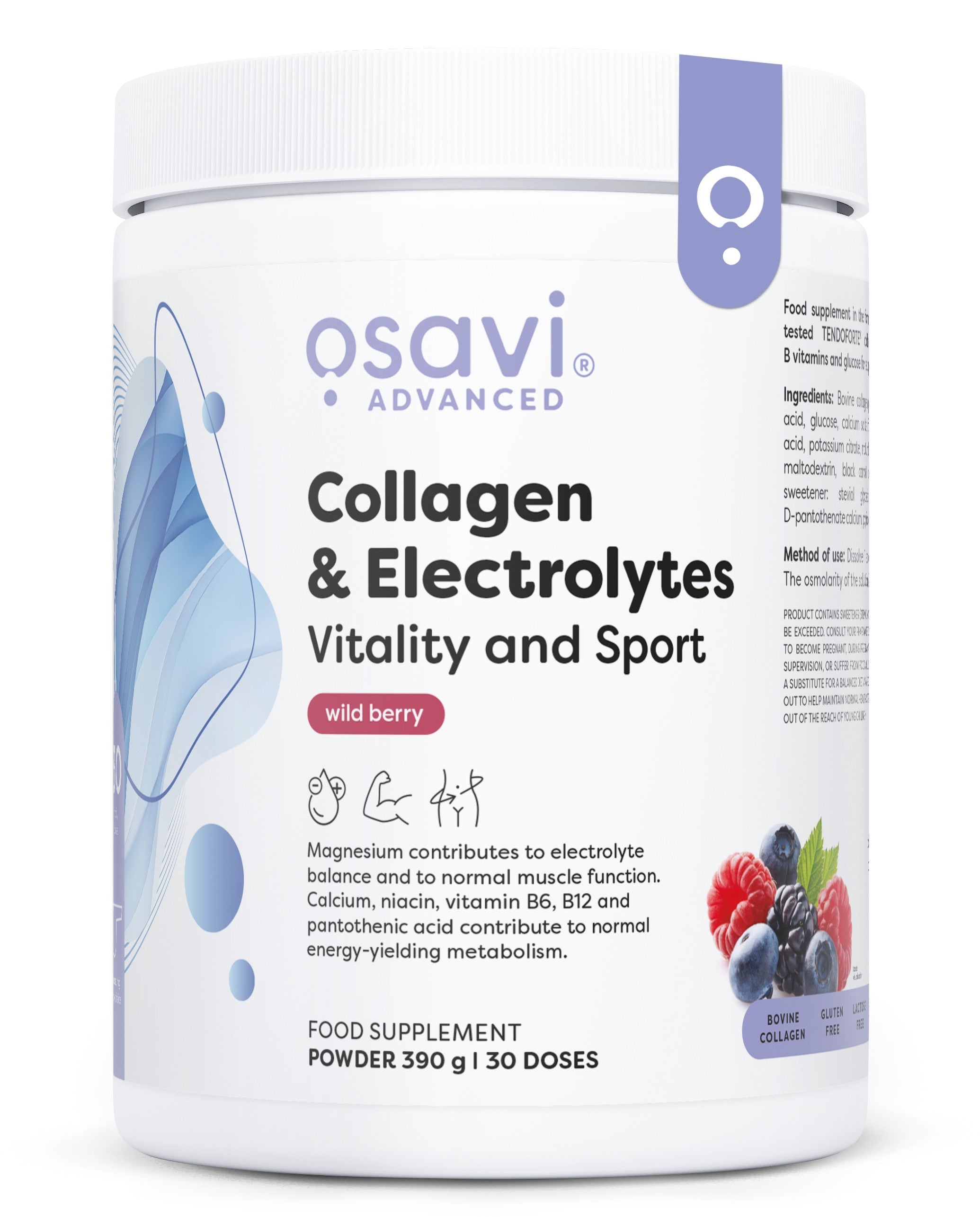 Produkto nuotrauka: Osavi Collagen Electrolytes Vitality and Sport, Wild Berry - 390 g