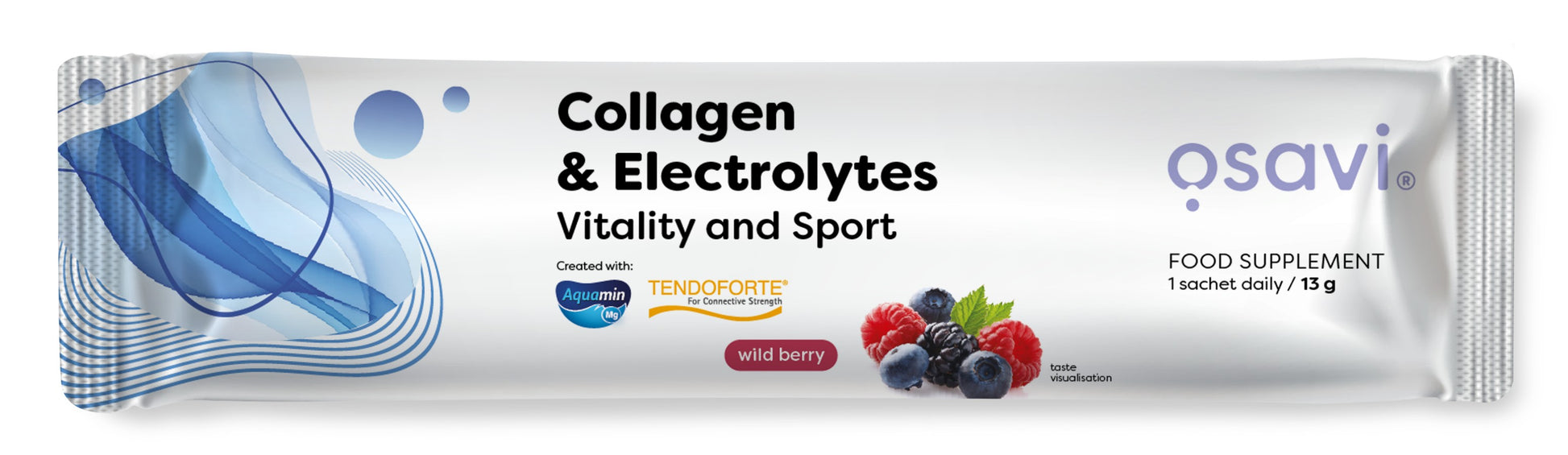 Produkto nuotrauka: Osavi Collagen Electrolytes Vitality and Sport, Wild Berry - 13 g (1 serving)