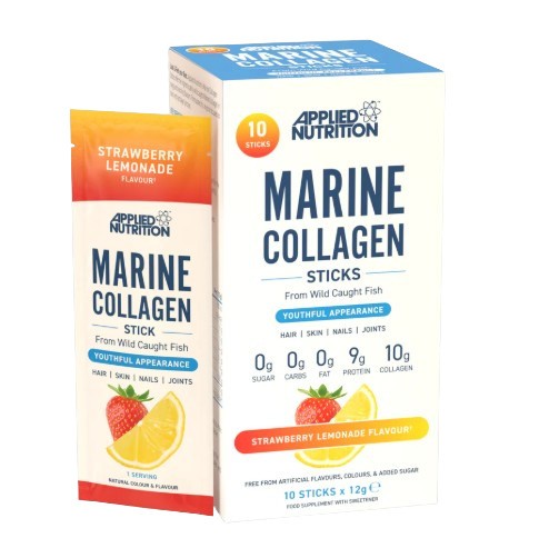 Applied Nutrition jūrinio kolageno lazdelės, braškių limonado skonio – 10 x 12 g
