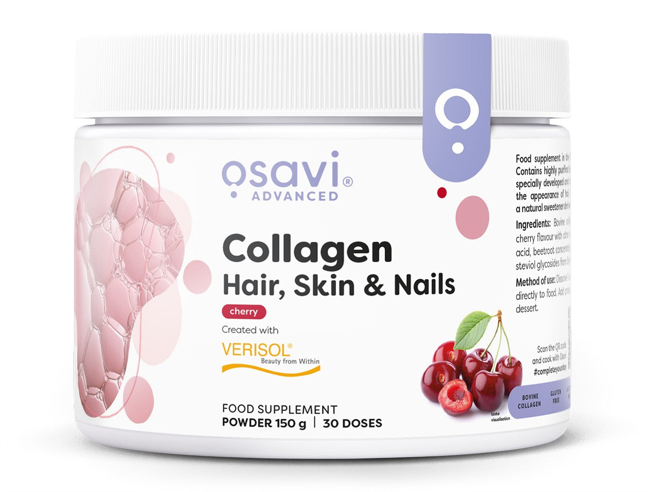 Produkto nuotrauka: Osavi Collagen Peptides (Hair Skin & Nails), vyšnia - 150 g