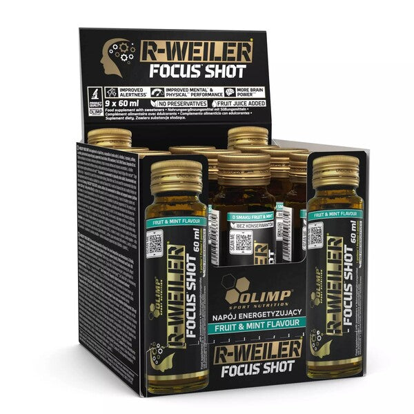 Olimp Nutrition R - Weiler Focus Shot, vaisių ir mėtų skonio – 9 x 60 ml.