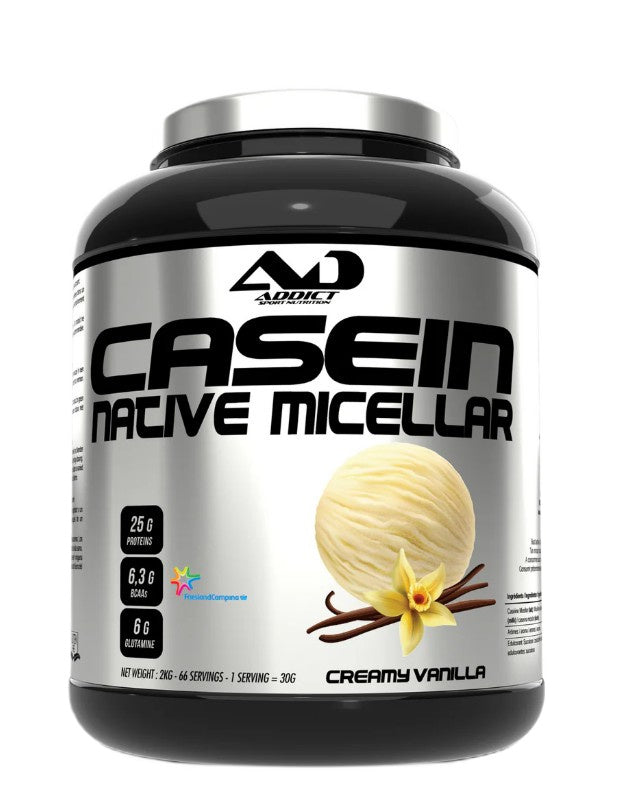 Addict Sport Nutrition micelinis kazeinas, kreminės vanilės skonio – 2000 g