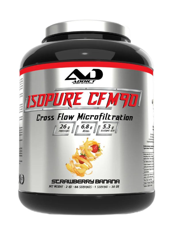 Addict Sport Nutrition Isopure CFM90, braškių ir bananų skonio – 2000 g