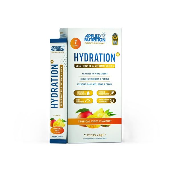 Applied Nutrition hidratacijos + elektrolitų ir vitaminų miltelių lazdelės, Tropical Vibes – 7 x 8 g