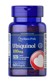 Puritan's Pride ubichinolis, 100 mg – 60 kapsulių