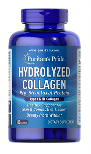 Puritan's Pride hidrolizuotas kolagenas – 180 kapsulių