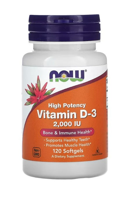 Produkto nuotrauka: NOW Foods Vitamin D-3, 2000 IU - 120 minkštųjų kapsulių