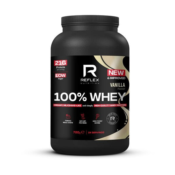 Reflex Nutrition 100 % išrūgų baltymų milteliai, vanilės skonio – 720 g