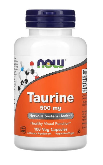 Produkto nuotrauka: NOW Foods Taurine, 500mg - 100 kapsulių