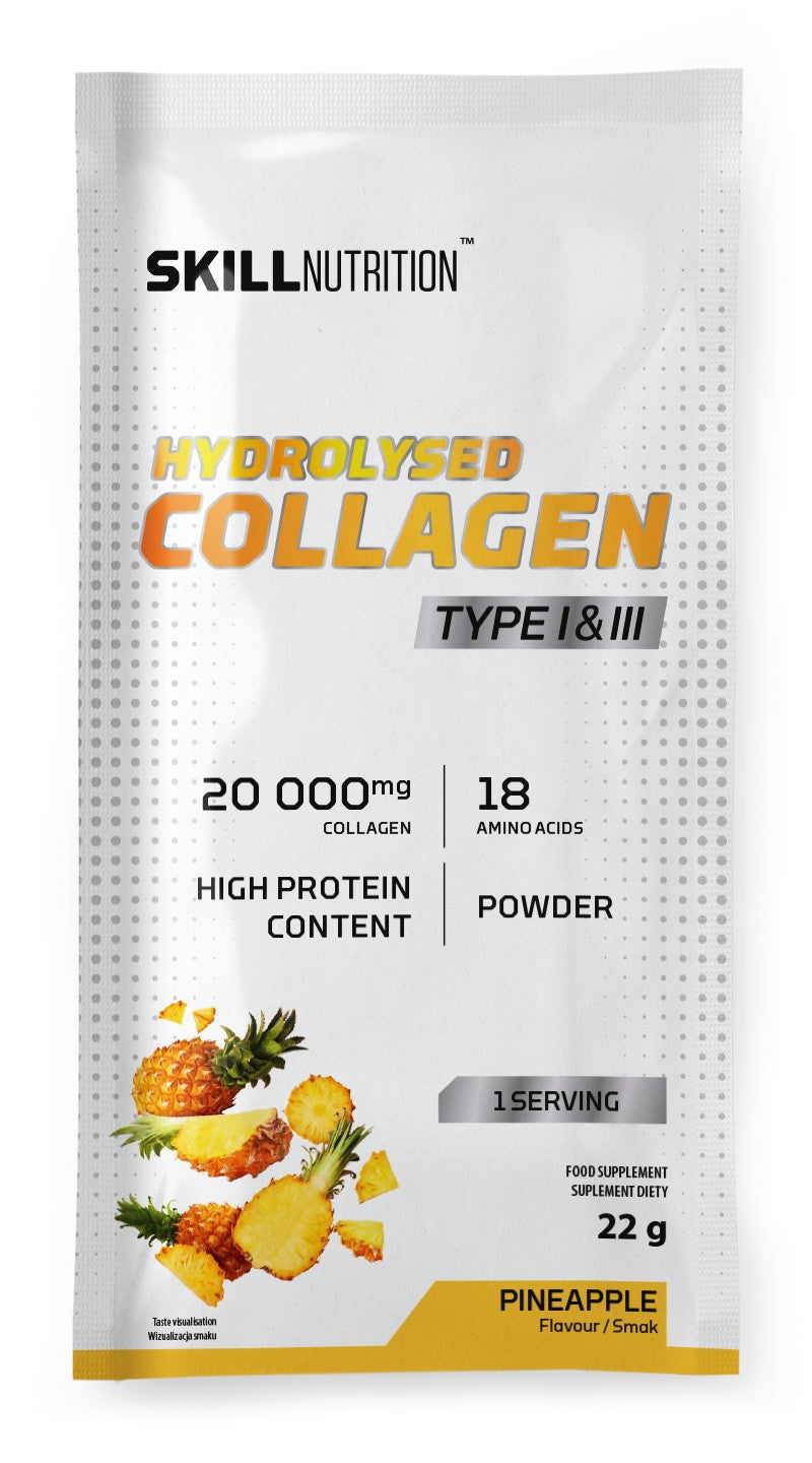 Skill Nutrition hidrolizuotas I ir III tipo kolagenas, ananasų skonio – 22 g (1 porcija)