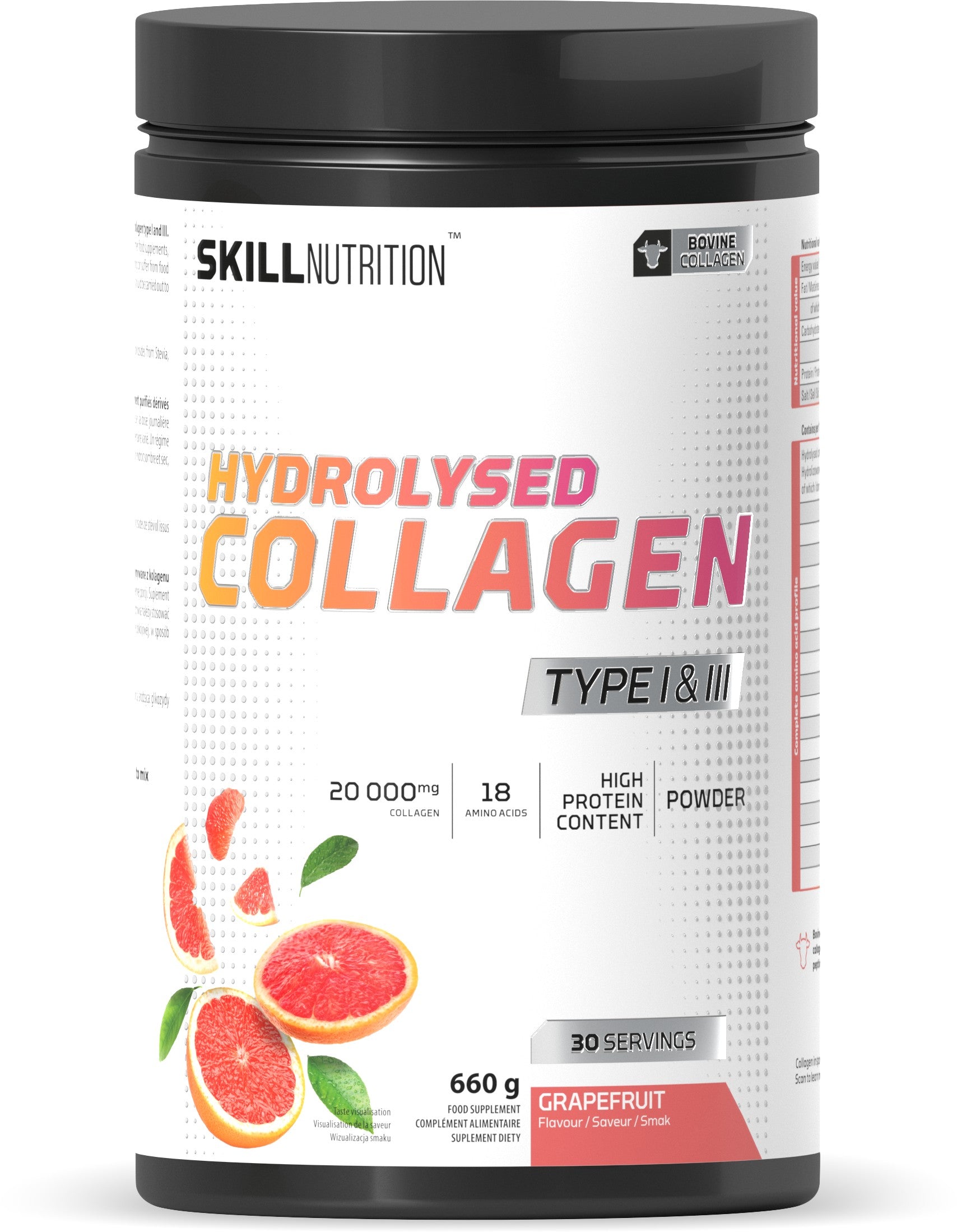 Skill Nutrition hidrolizuotas I ir III tipo kolagenas, greipfrutų skonio – 660 g