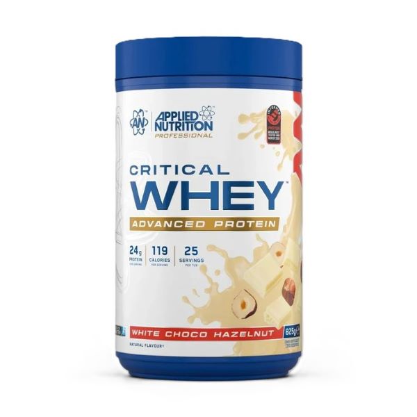 Applied Nutrition Critical Whey, baltojo šokolado ir lazdyno riešutų skonio – 825 g