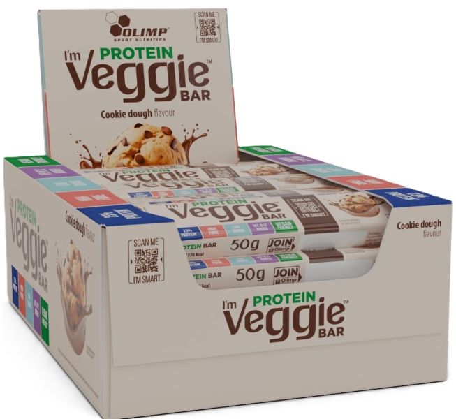 Olimp Nutrition baltymų batonėlis vegetarams, sausainių tešlos skonio - 25 x 50 g