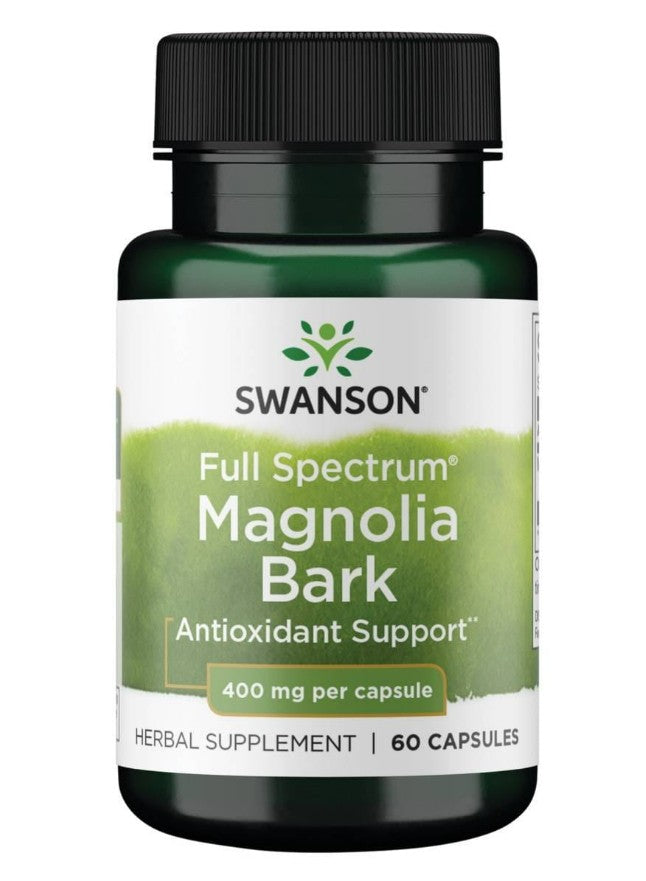 Swanson pilno spektro magnolijų žievės skonio kapsulės, 400 mg – 60 kapsulių