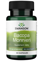 Swanson Bacopa Monnieri 10:1 ekstraktas, 50 mg – 90 kapsulių