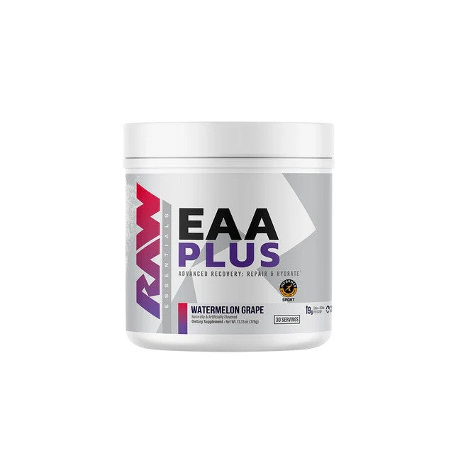 Raw Nutrition EAA Plus, arbūzo ir vynuogių skonio – 399 g