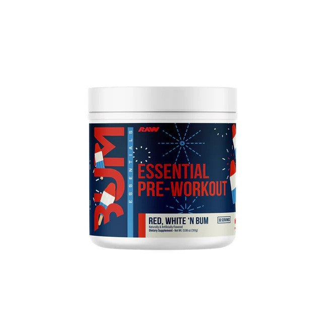 Raw Nutrition CBUM Essential prieš treniruotę skirtas papildas, Red White 'N Bum – 393 g