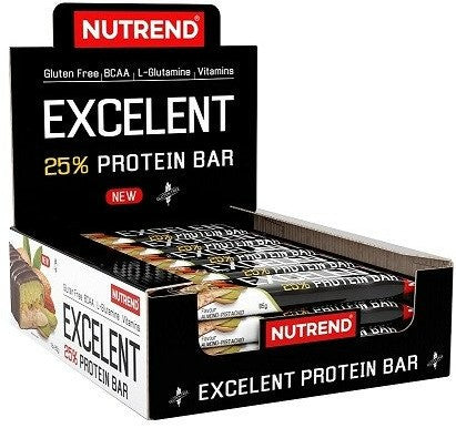 Nutrend Excelent 25 % baltymų batonėlis dvigubas, migdolų ir pistacijų skonio su pistacijomis – 18 x 85 g