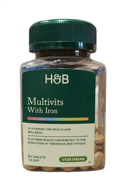 Holland & Barrett multivitaminai su geležimi – 60 tablečių