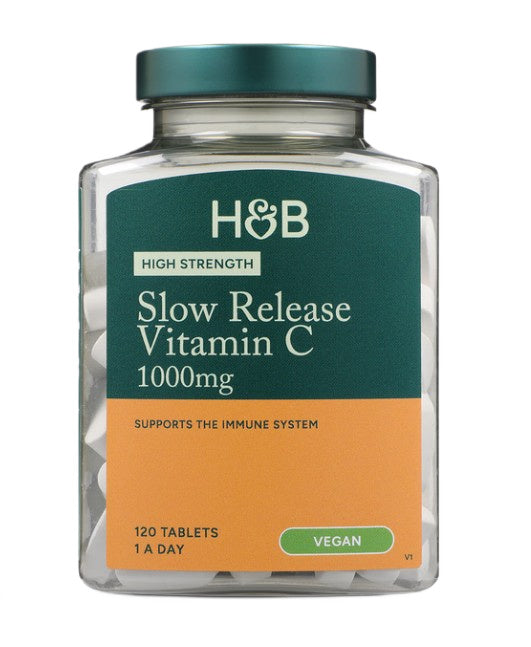 Holland & Barrett didelio stiprumo, lėtai atpalaiduojantis vitaminas C, 1000 mg – 120 tablečių