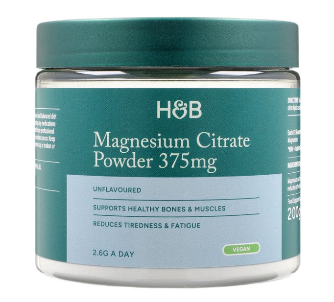Holland & Barrett magnio citrato milteliai, 375 mg (be skonio) – 200 g