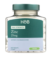 Holland & Barrett maksimalaus stiprumo cinko, 25 mg – 240 tablečių