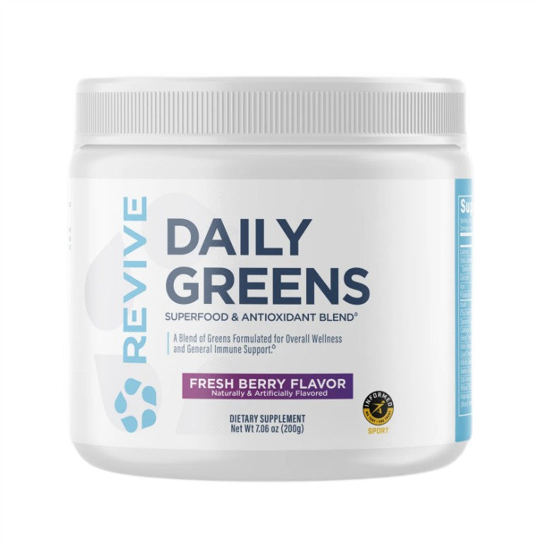 Revive Daily Greens milteliai, šviežių uogų skonio – 200 g