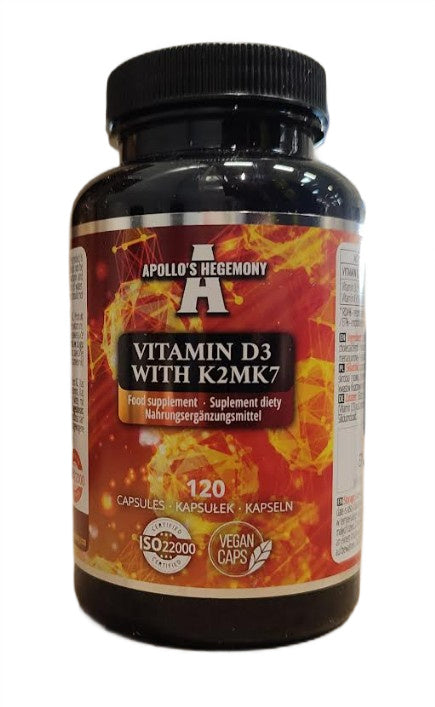 Apollo's Hegemony vitaminas D3 su K2 MK7 - 120 kapsulių