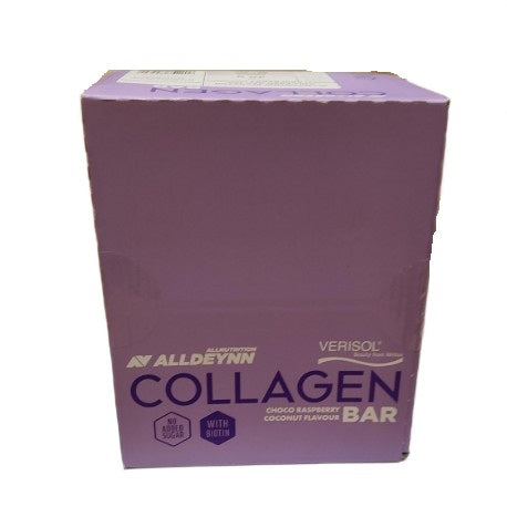 Allnutrition Alldeynn kolageno batonėlis, šokolado, aviečių ir kokoso skonio – 24 x 40 g