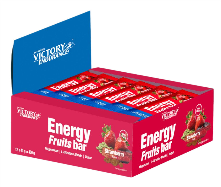 Weider Joe Weider Victory Endurance Energy Fruits batonėlis, braškės - 12 x 40g