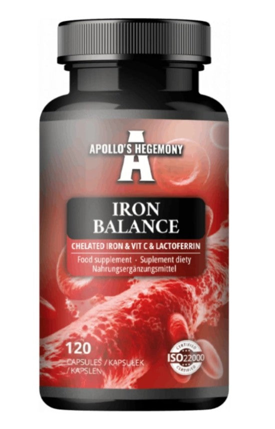 Apollo's Hegemony Iron Balance chelatinis geležis, vitaminas C ir laktoferinas – 120 kapsulių