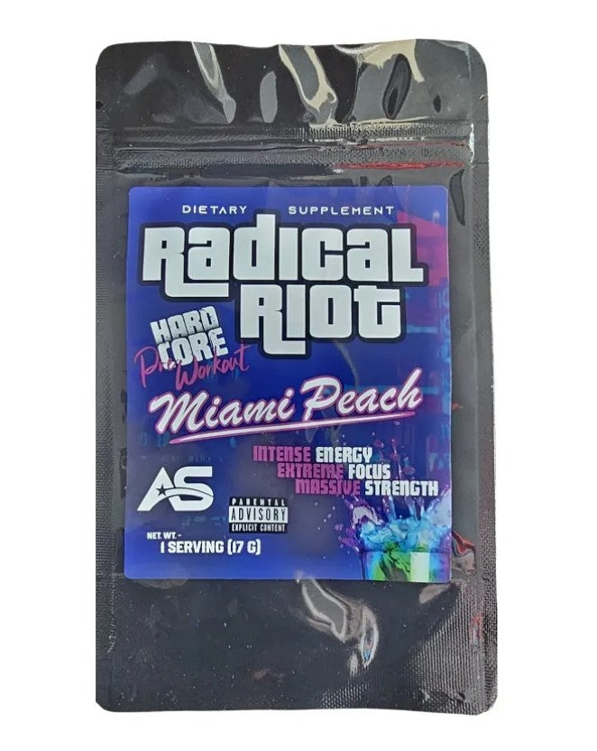 American Supps Radical Riot, Majamio persikų skonio – 17 g (1 porcija)