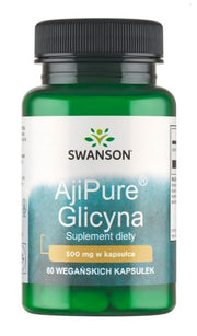 Swanson AjiPure Glicyna, 500 mg – 60 kapsulių